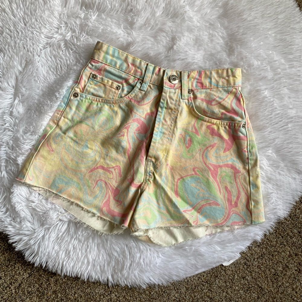 Zara Button Fly Multi Color Shorts Size 4 - Picture 1 of 5